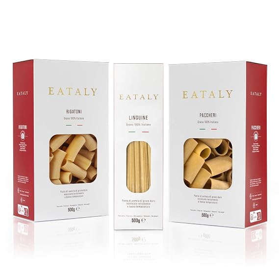 Eataly Essentials Pasta Bundle Pack- Linguine, Paccheri & Rigatoni, 3-500g (17 oz.) Boxes- 1 Each