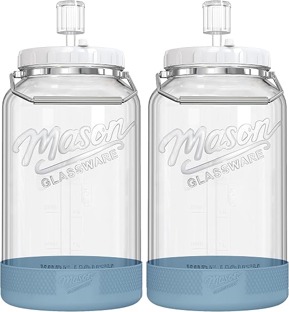 Absovetu Large Fermentation Jars with Lids and Airlocks 5.5 Litre, 2 Pack