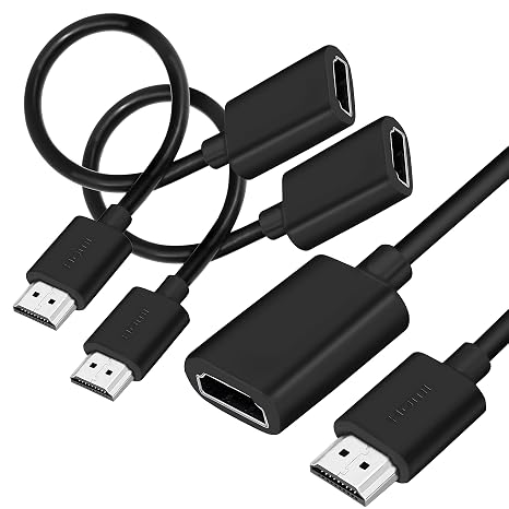 SaiTech IT 2 Pack 1 Ft HDMI Extension Cable Black