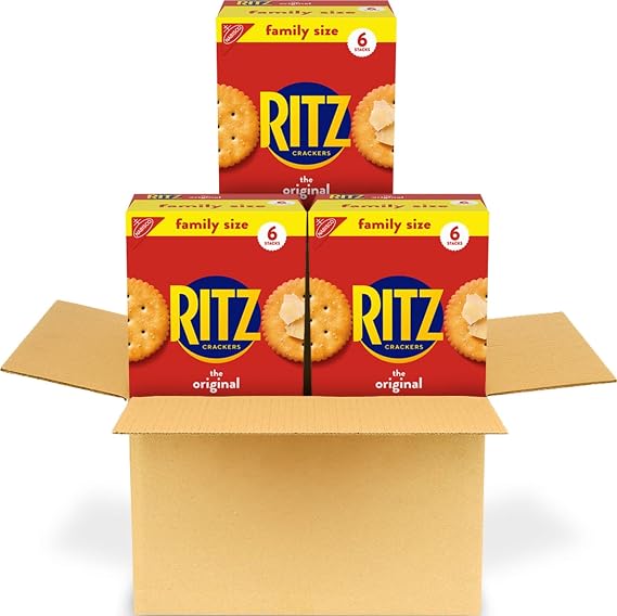RITZ Original Crackers, Snacks for Kids and Adults, Family Size, 3 Boxes | Bulk Lunch Snacks