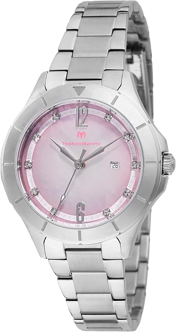 TechnoMarine Luna Tides Women's Watch w/Pink Mother of Pearl Dial - 33mm, Steel (TM-826006)