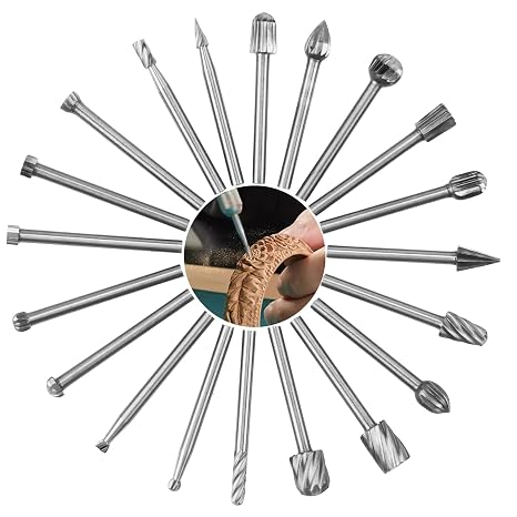 Wood Carving Bits Set for Dremel Rotary Tool, 20Pcs Wood Carving Tools