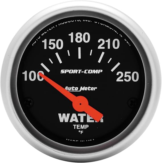 Auto Meter 3337 Sport-Comp Electric Water Temperature Gauge, Regular, 2.3125 in.