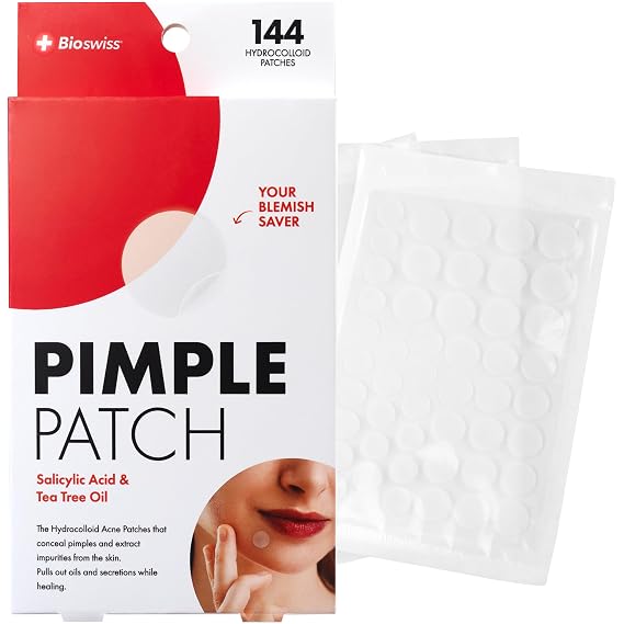 BioSwiss Clear Pimple Patches, Hydrocolloid Acne Patch for Zits and Blemishes, Face and Skin Stickers, 144 Count