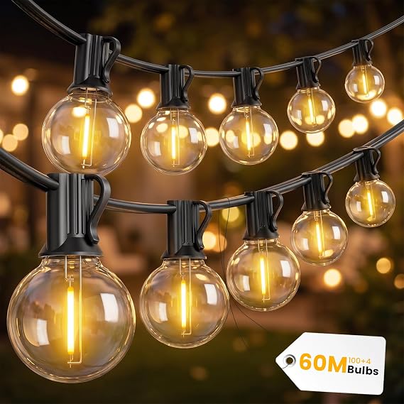 2×30M Festoon Lights Mains,2 Pack,Shatterproof,IP44 [Energy Class G]