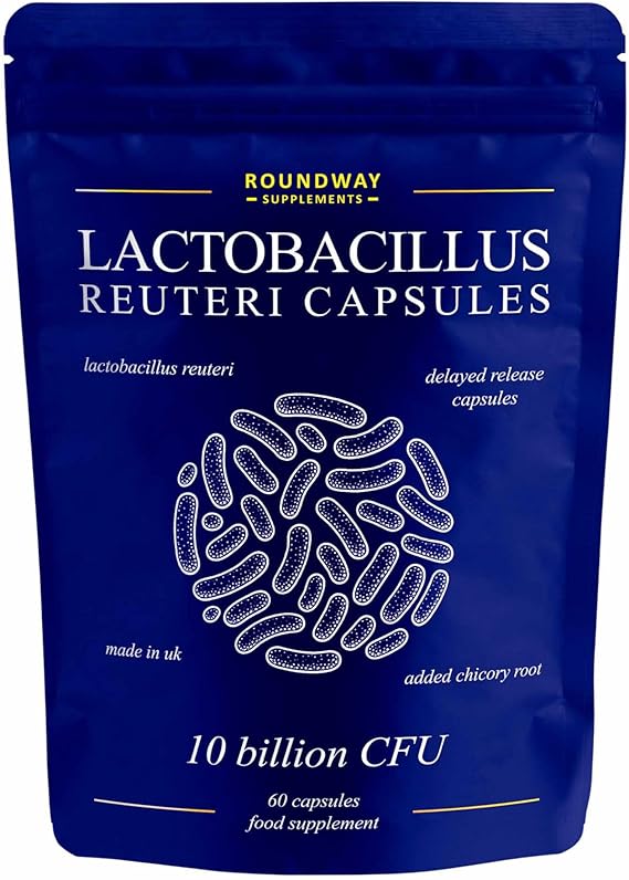 Lactobacillus Reuteri Bio Culture Capsules | High Strength L Reuteri 10 Billion CFU | 2 Months Supply for Women & Men with Added Inulin Prebiotic by Roundway Supplements