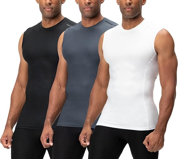 DEVOPS 3 Pack Men's Compression Shirts Sleeveless Tank Top Baselayer