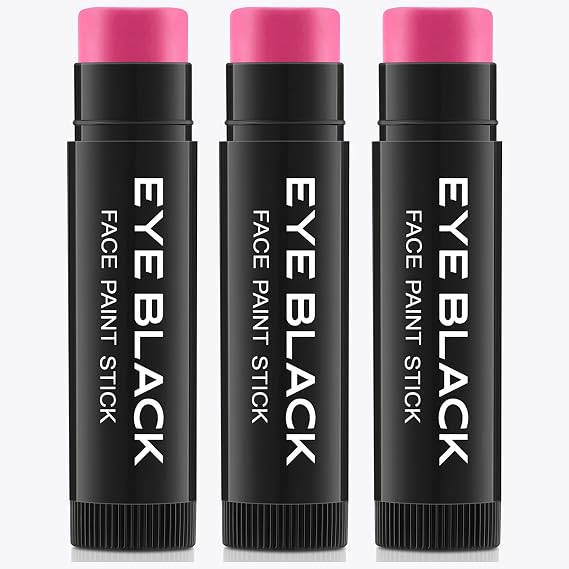 3PCS Pink Eye Black Stick, Anti-Glare Under Eye Sports Grease Stick