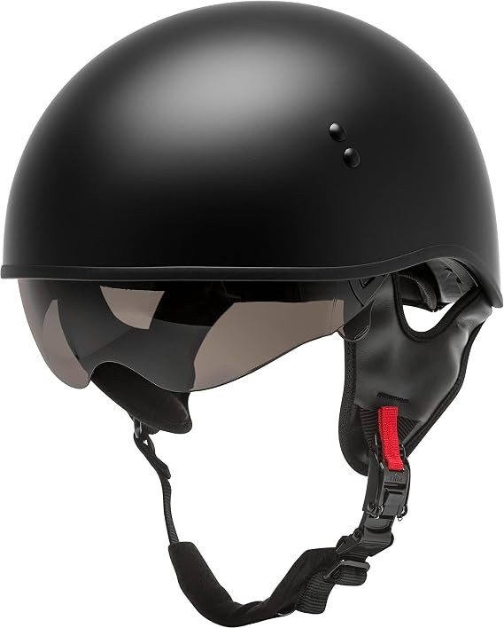 GMAX HH-65 Naked Motorcycle Street Half Helmet (Matte Black, XX-Large)
