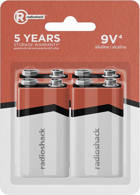 RadioShack 9V Alkaline Batteries 2302290 Long Lasting Power 4 Pack