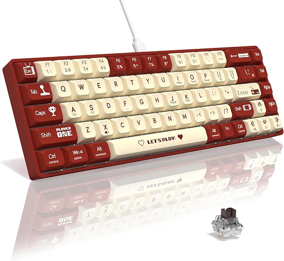 Ajazz AK680 Kahverengi Switch Hot-Swap Kablolu Klavye Rainbow Light Type C Kablolu (Kahverengi Switch)