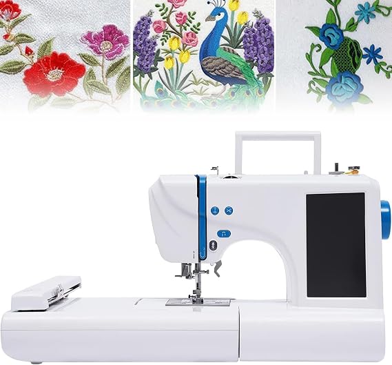 Commercial Computerised Embroidery Machine — 75 Built-in Designs 4 x 9.2in Embroidery Area LCD Touchscreen Ideal for Clothing Bedding Beginners
