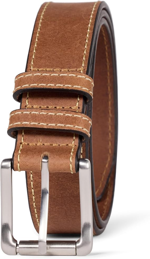 Amazon Essentials Men's Stitched Edge Leather Belts for Jeans