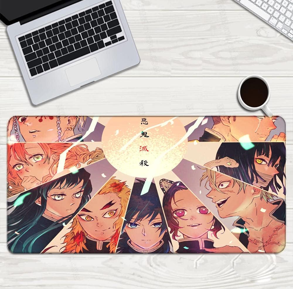 Demon Slayer Mouse Pad Water Breath Kamado Tanjirou Non-Slip Desk Mouse Pads for Office Home|15.7x35.4 in-A_800x300MM