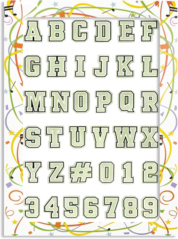 CUNUEN 37 Pcs Letter Number Charms for Clogs Shoe Decoration (Glow)