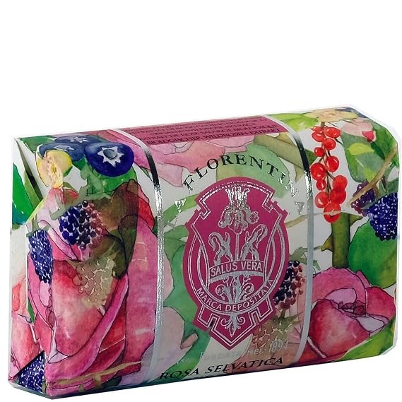 La Florentina:"Rosa Selvatica" Bar Soap, Wild Rose Scent,"Bellosguardo" Collection - 7 Ounces (200g) Package [ Italian Import ]