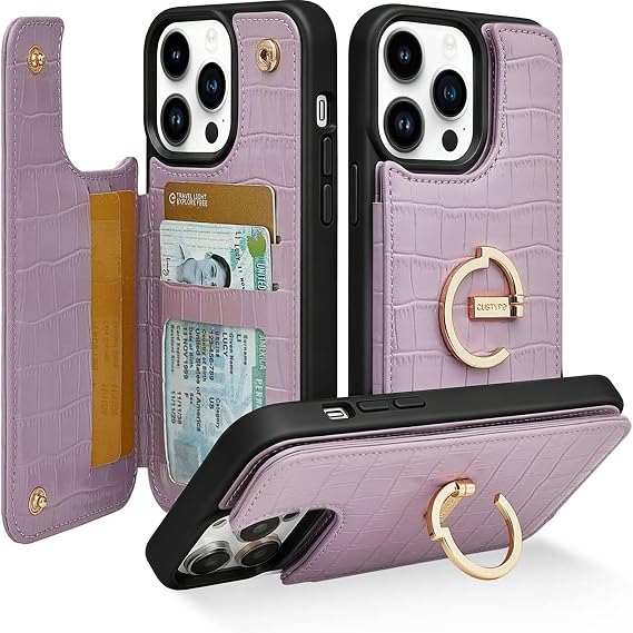 CUSTYPE Wallet Case for iPhone 13 Pro (6.1inch) Card Holder and Ring Stand