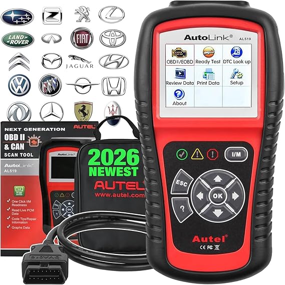 Autel AutoLink AL519 OBD2 Scanner, OBDII & CAN Car Diagnostic Scan Tool | Enhanced Mode 6, Code Reader for Check Engine Light, One-Click Smog Check, DTCs Lookup, Upgraded Ver. of AL319/ MS309