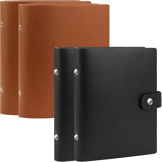 4 Pack Small Photo Albums 4x6 Pictures, Leather Cover Albums, 4x6 Photo Book for 52 Photos Inserted From The Top,Kids 4 x 6 Photos and Family Anniversaries Baby Vacations,Wedding(Black+Brown)