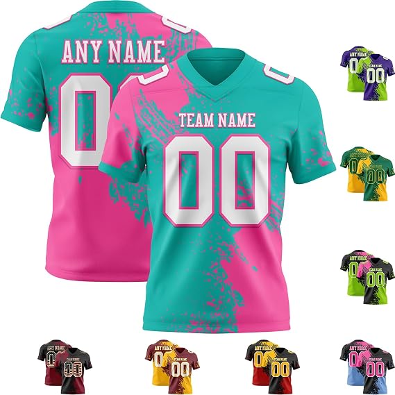 Fanscustom Custom Youth Practice Football Jerseys Shirts Personalized Brush Gradient Pattern Sports Uniforms Men Women