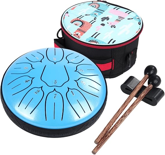 Ubblove Steel Tongue Drum for Kids: 6 Inch 11 Note Rain Drum for Beginners | Music Score and Note Stickers Guide Simple Melodies - Steel Drum with Bag for Music Practice Kids Music Gifts Meditation Blue