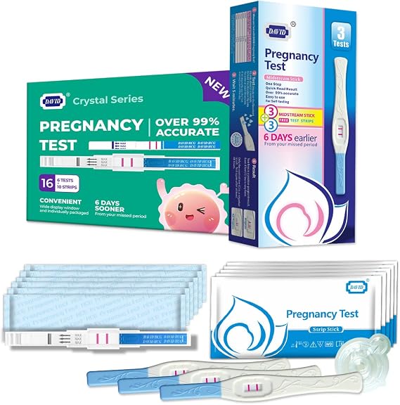 DAVID 22-Count Pregnancy Tests Early Detection, HCG Test Strips Early Result Pregnant Test, Pruebas De Embarazo 6 Days Sooner Than Missed Period.