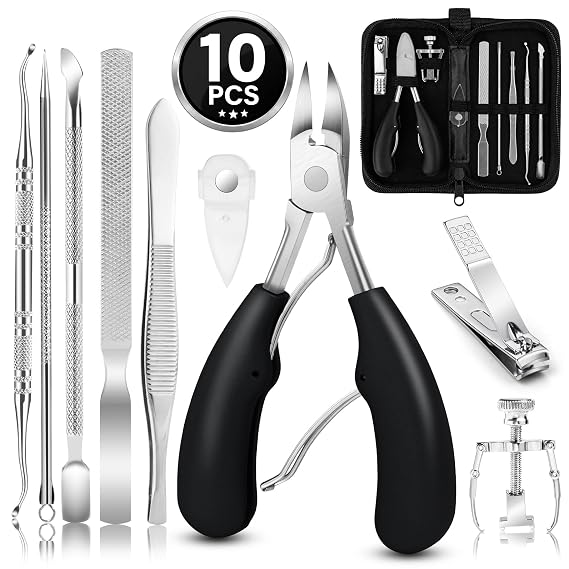 JTIEO 10 Pcs Ingrown Toenail Treatment Kit, Stainless Steel Nail Tools.