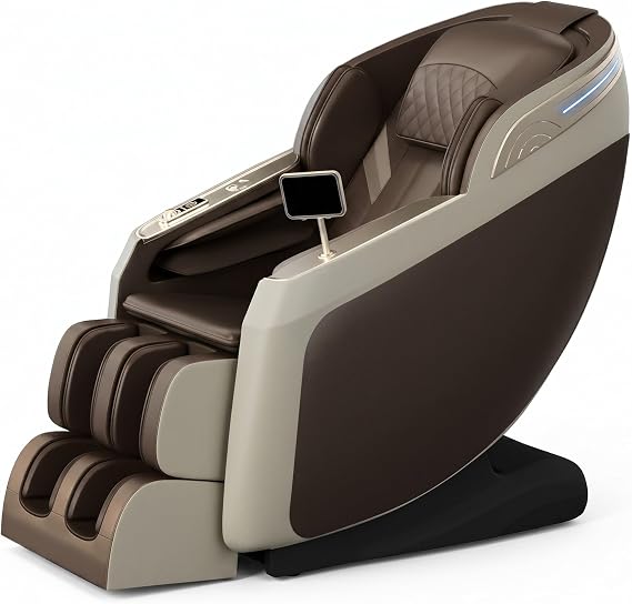 Massage Chair Full Body Zero Gravity Shiatsu Recliner with AI Voice Control LCD Touch Screen Soothing Warmth for Home Office(Brown)