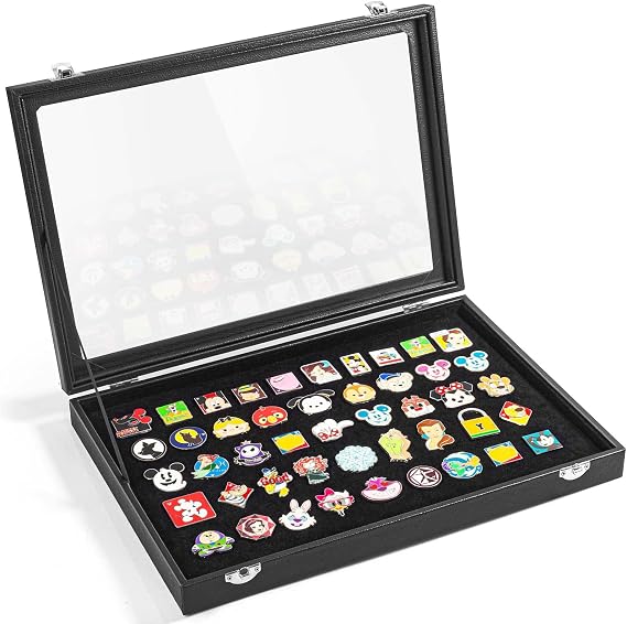 tutata Enamel Pin Display Case, 14" X 9" Shadow Box Frame, Black