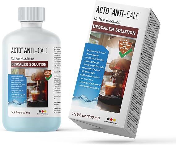 ACTO® ANTI-CALC 500 ml - Espresso Makinesi, Kahve Makinesi Kireç Çözücü, Her Tür Kahve Makinesi ve Su Isıtıcısı için Sıvı Kireç Çözücü