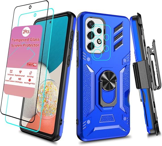 Case for Samsung Galaxy A53 5G Case with Screen Protector Samsung Galaxy A53 Case Clip Galaxy A53 Case Kickstand Military Grade Heavy Duty Case for Samsung Galaxy A53 Men Women (Blue)...