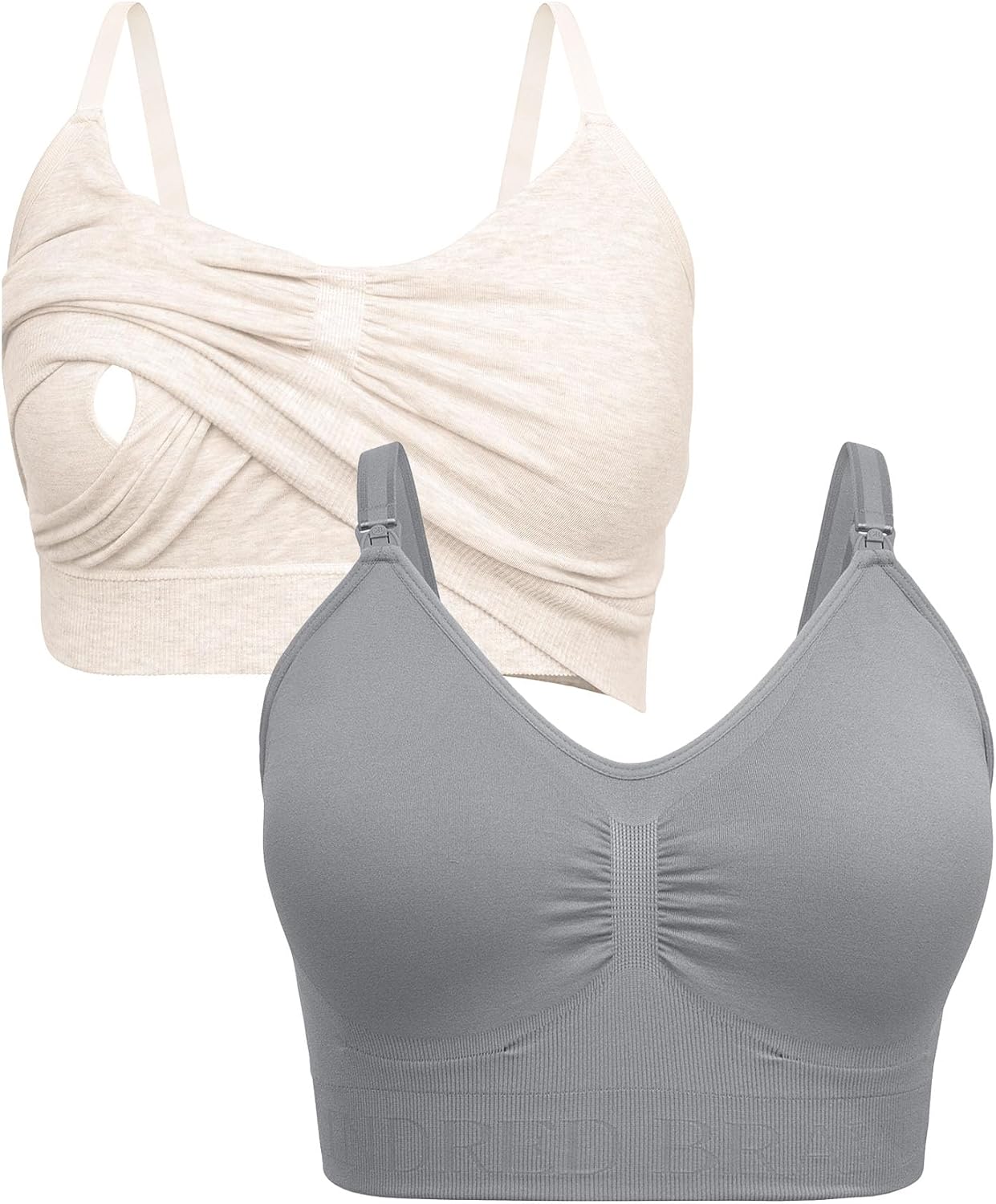 Kindred Bravely Sleep Pumping Bra & Sublime Nursing Bra Bundle Oatmeal Heather & Grey, X-Large