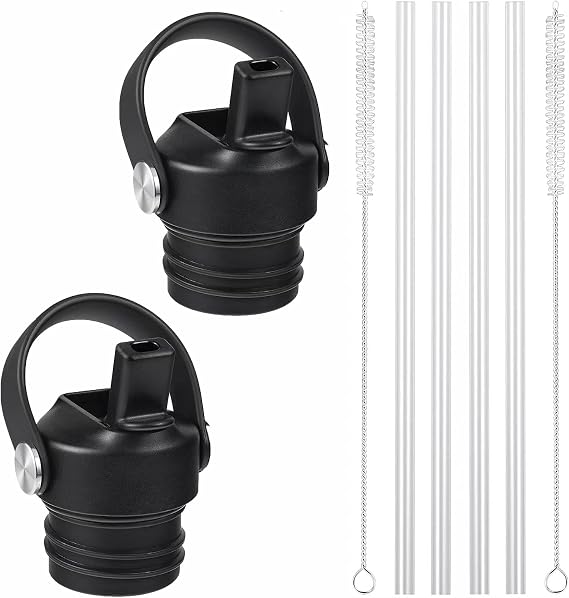 Straw Lid Compatible with Standard Mouth 24 oz 21 oz Hydro Flask, Lids with Straw Fits Hydroflask Water Bottles, Replacement Top, Straws Cap with Flexible Handle