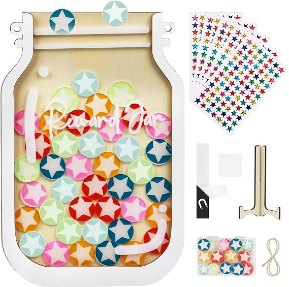 Personalized Magnetic Reward Jar with 420 Pcs Holographic Stars Stickers