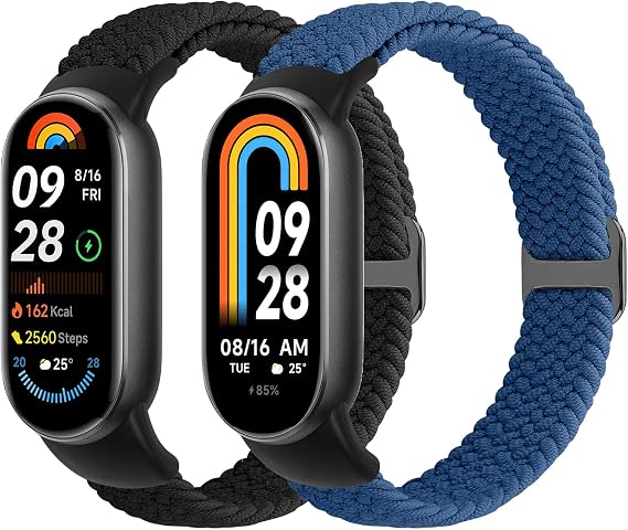 Braided Strap for Xiaomi Smart Band 10/Xiaomi Smart Band 9/Xiaomi Smart Band 8 Straps for Women Men, Elastic Adjustable Woven Replacement Bands for Mi Band 10/9/8