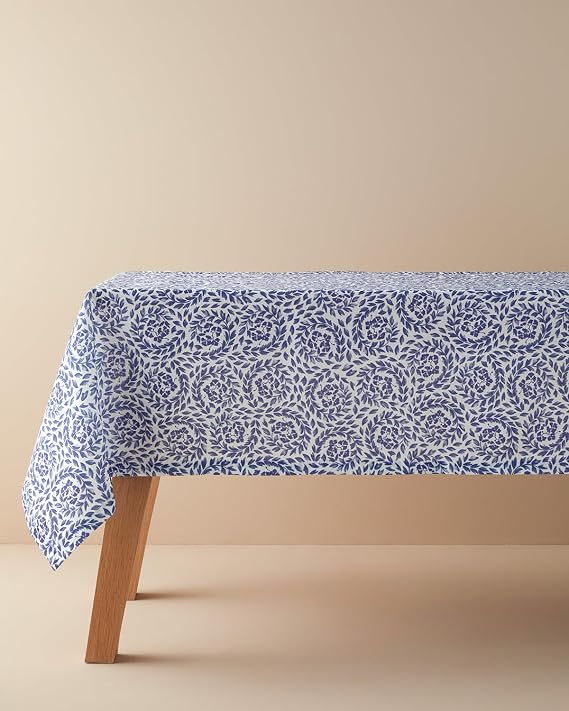 Carnival Floral Polyester Masa Örtüsü Mavi