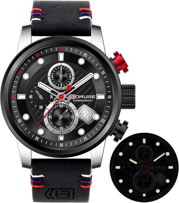 Fashion Men Watches Sports Analog Quartz Chronograph Watch Black