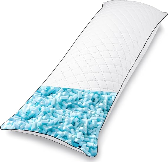 Body Pillow for Adults, Full BodyPilllow for sleeping, Long Round Cervical Pillow, Bolster Pillow, Side Sleeper BodyPillow with Cover (WHITE-MEMORY FOAM, 152 x 50 CM)
