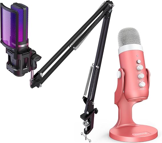 ZealSound Condenser Microphone Bundle k66p and A68s with Boom arm Stand