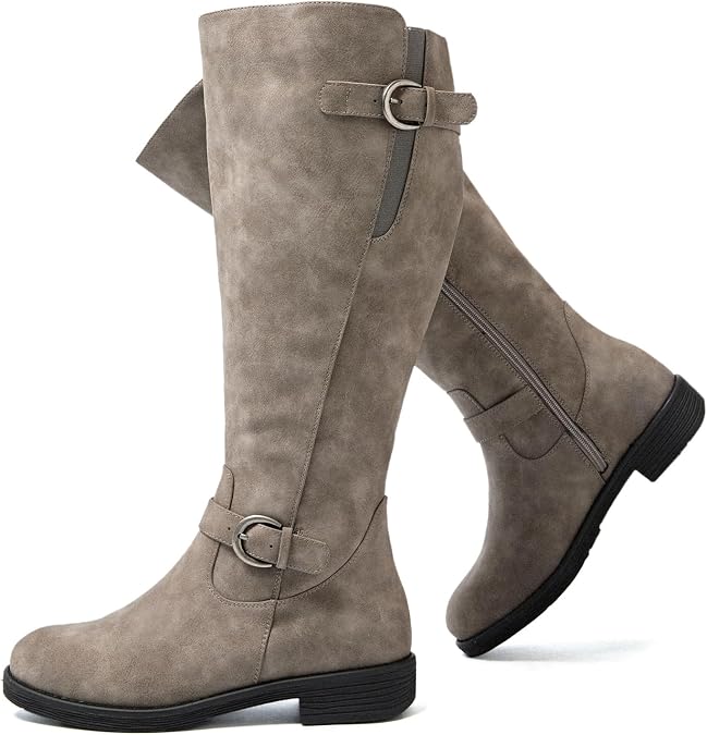 Luoika Women's Extra Wide Calf Cowboy Knee High Boots