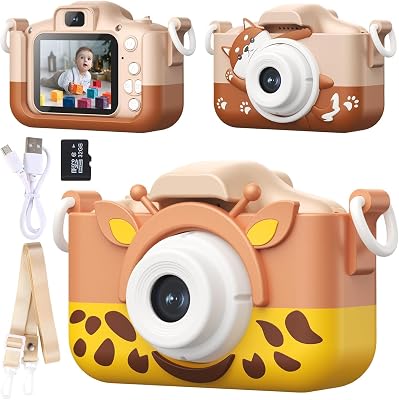 LETING Kids Camera,Dual Lens Kids Camera,Buy 1 get 2 Design,Kids Camera with Rechargeable Battery,32MP 1080P HD Digital Video Camera for Kids, for 3-8 Year Olds,Best in Kids Camera Coffee