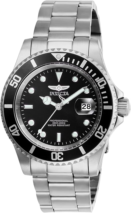 Invicta Men's Pro Diver 40mm Steel Bracelet & Case Quartz Black Dial Analog Watch 26970