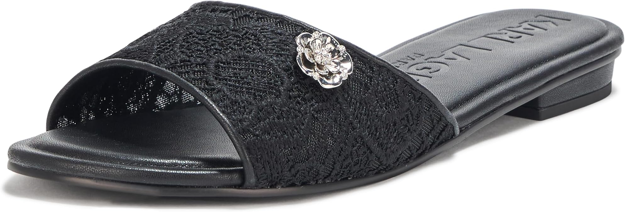 KARL LAGERFELD Women's Celin Floral Flat Sandal With Flower Pin