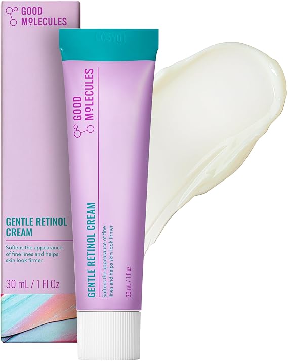 Good Molecules Gentle Retinol Cream 30ml/1oz - Night Cream With Retinol And Bakuchiol - Anti-Aging Skincare For Face Minimize Fine Lines, Wrinkles, Breakouts, Enlarged Pores, Hyperpigmentation
