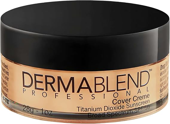 Dermablend Professional Cover Creme - Full Coverage, All-Day Hydrating Cream Foundation - Dermatologist-Created, Fragrance-Free, Allergy-Tested - Broad Spectrum SPF 30-20W Cashew Beige - 28g