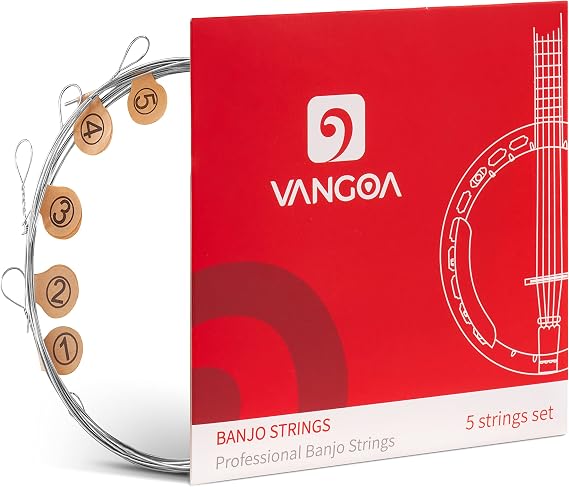 Vangoa Banjo Strings, Vacuum-sealed Packaging Duable Banjo Strings 5 String Set, 70/30 Bronze Stainless Steel, Medium 9-26