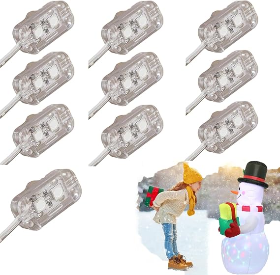 Blowup Replacement Led Lights, Waterproof Inflatable Light Bulb, Replacement Led Lights for Christmas Tree, Led Module with Cable, Plastic Led Light String for Inflatable Ornaments Decoration(LED 10PC