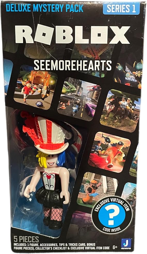 Roblox Deluxe Mystery Pack Action Figure Series 1 - Includes Exclusive Virtual Item (Choose Figure) (SEEMOREHEARTS)