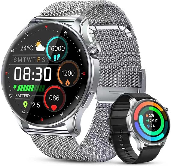 Smart Watch for Men Women Fitness: Make Answer Call Running Digital Mens Watches Waterproof Smartwatch Android Phone iPhone Samsung Compatible Step Pedometer Tracker Heart Rate Sleep SpO2 Monitor