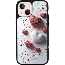 Apple iPhone 13 ile Uyumlu Kalp Desenli, Mat Siyah, Yumuşak Silikon, Şok Emici Koruyucu Kılıf
